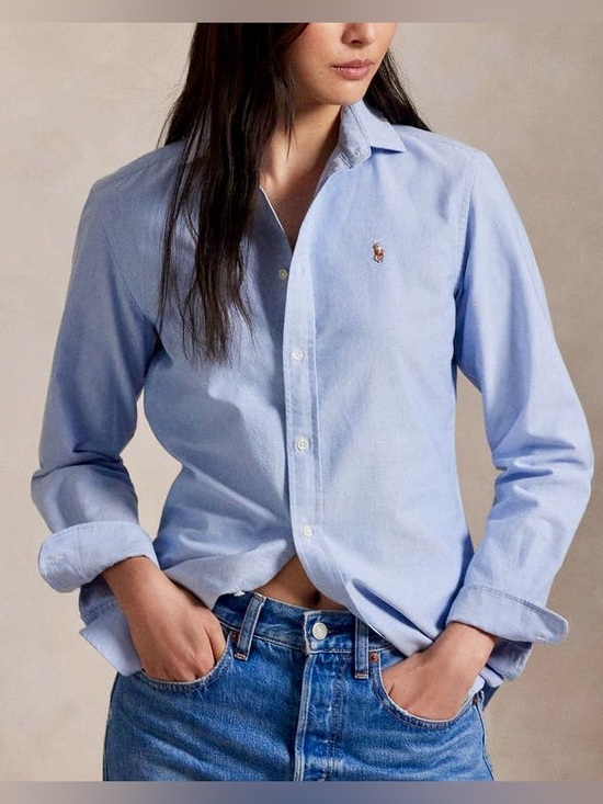 Polo Ralph Lauren Tops - Polo Ralph Lauren. Women's Oxford Cotton Shirt, Size 10. Light Blue. Features